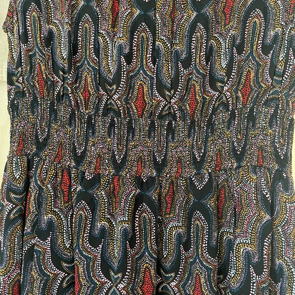 Maeve Evaline smocked dress size xsmall geometric multi color Anthropologie - Picture 5 of 11